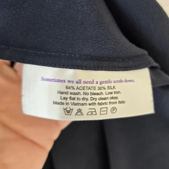 MM. Lafleur Elks Silk Blend Dress Plus Size 1X Navy - Picture 8 of 11
